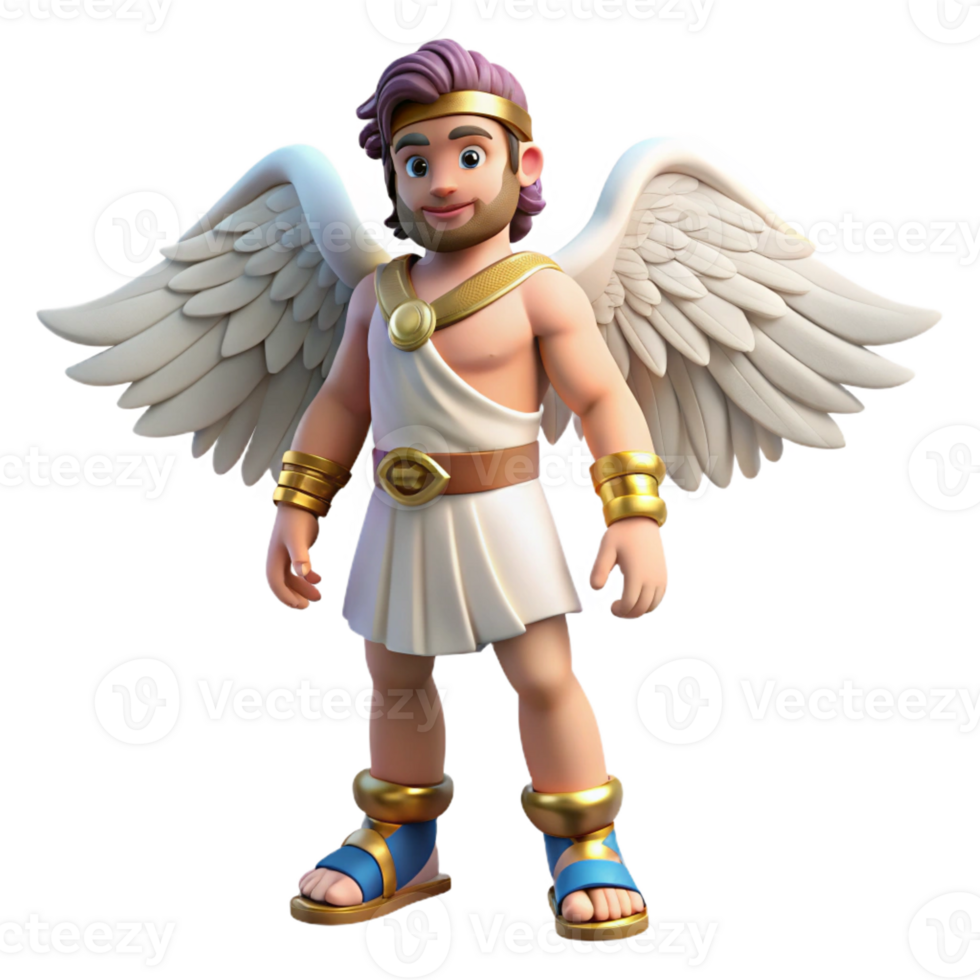 magnificent traditional Hermes, Messenger of the Gods, wearing winged sandals high quality png