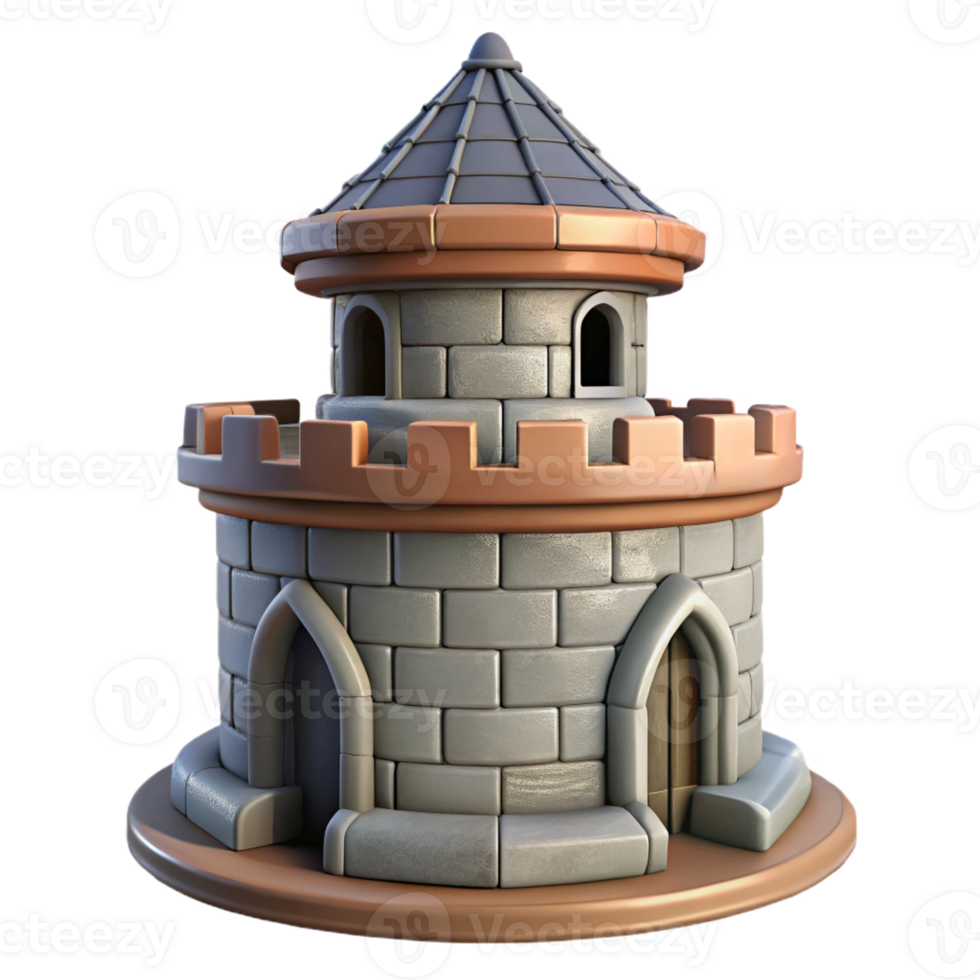 magnificent traditional Medieval castle turret, stone, authentic png