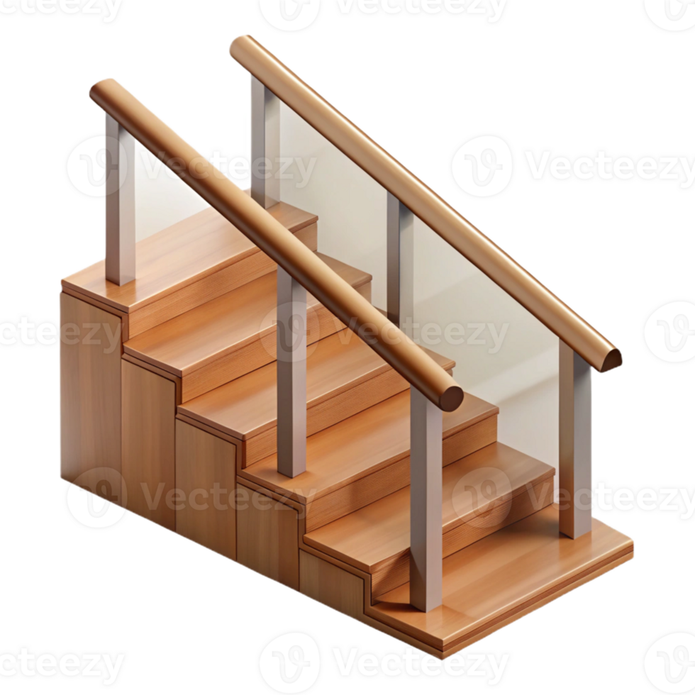 wonderful modern Modern stair railing, wooden, premium png