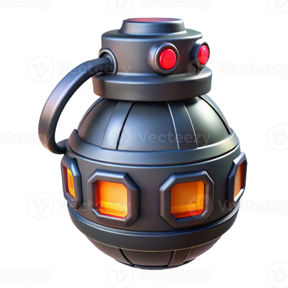 stunning abstract Futuristic grenade, digital display, warning lights high resolution png