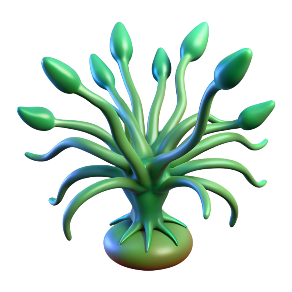 vibrant classic Alien plant with pulsating veins authentic png