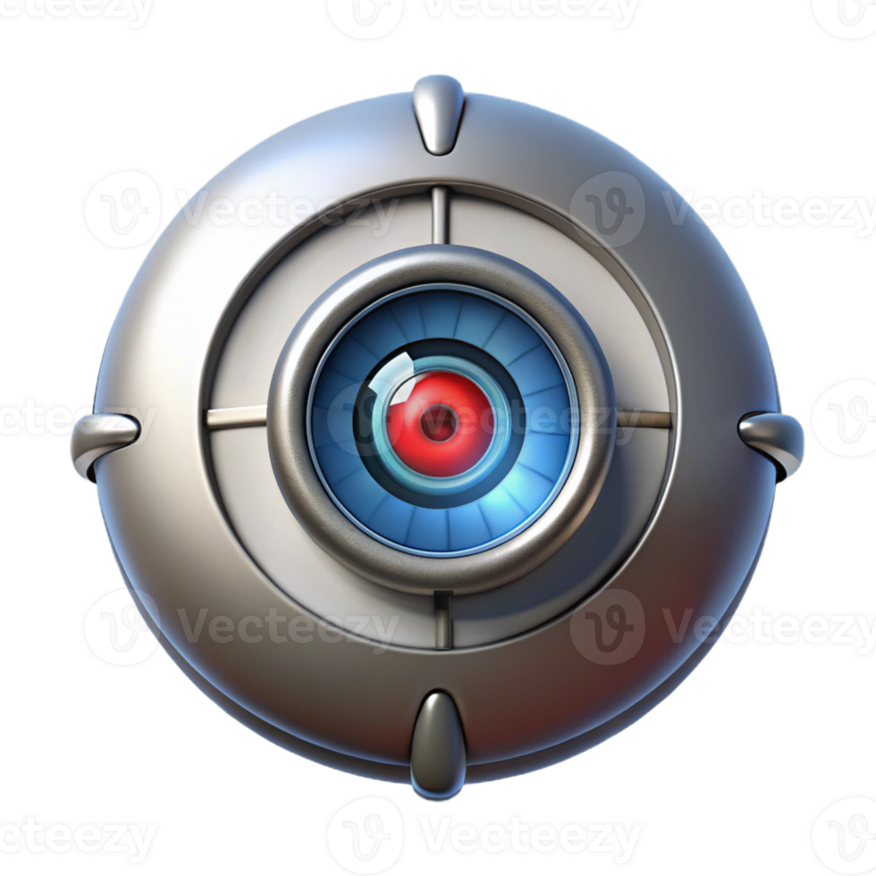 vibrant abstract Metallic cyborg eye with targeting reticle authentic png