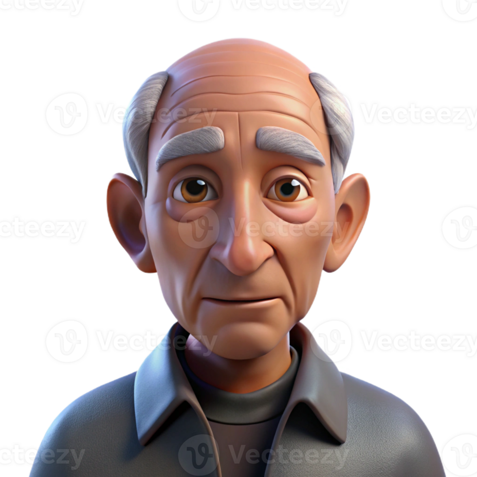serene creative Close-up portrait of an elderly man with deep wrinkles and a thoughtful expression, illuminated by a single, overhead spotlight, hyperrealistic style authentic png
