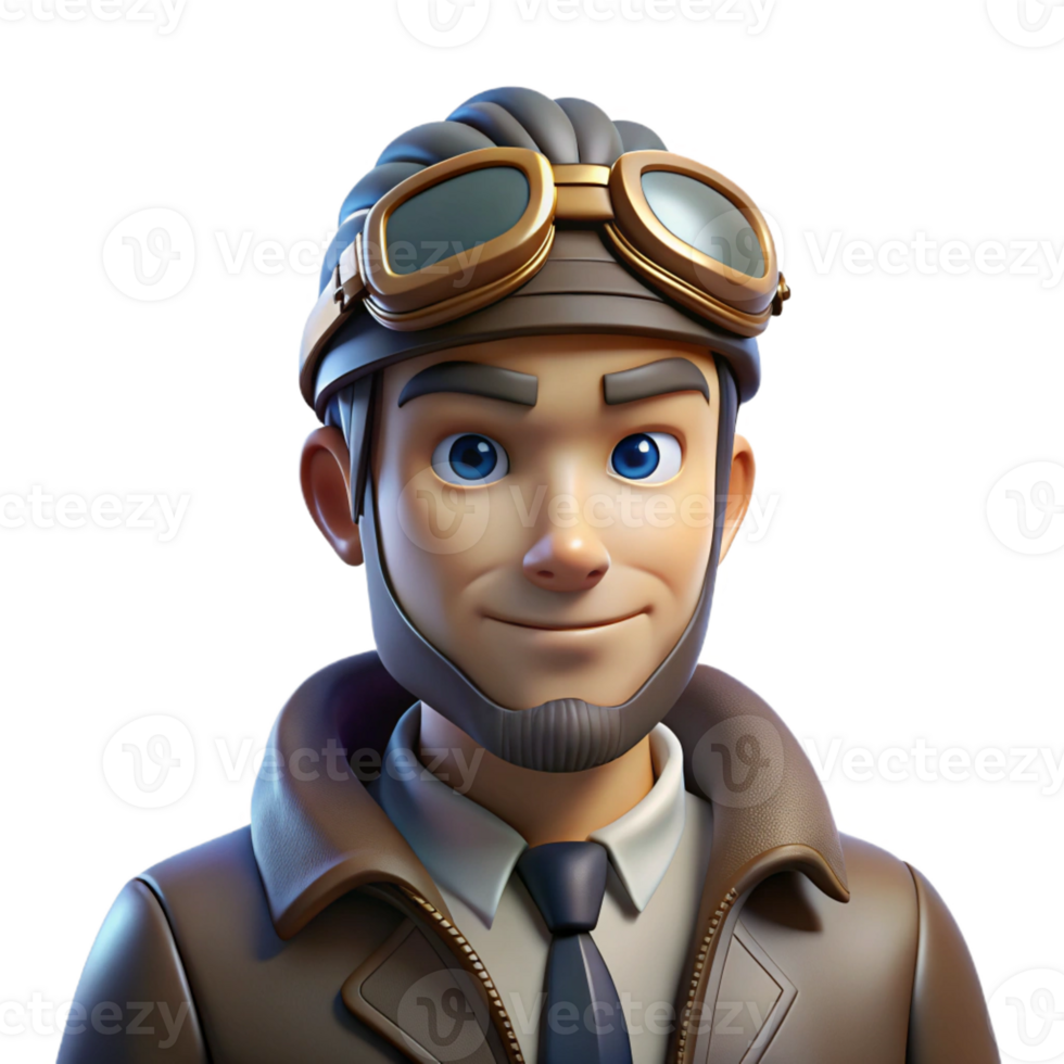 serene artistic Portrait of a skilled pilot with an aviator jacket and a focused expression, illuminated by the bright cockpit lights, in a realistic, aviation-themed style authentic png