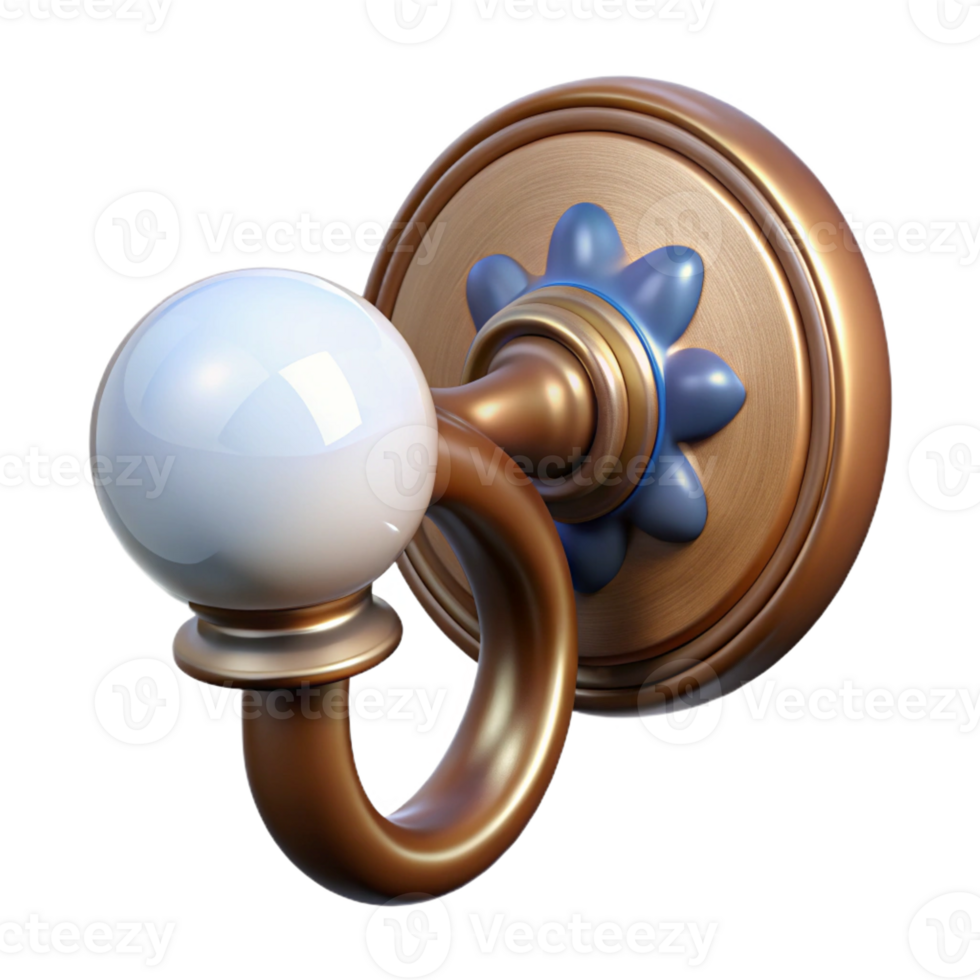 elegant modern Victorian door handle, porcelain knob, 4K png
