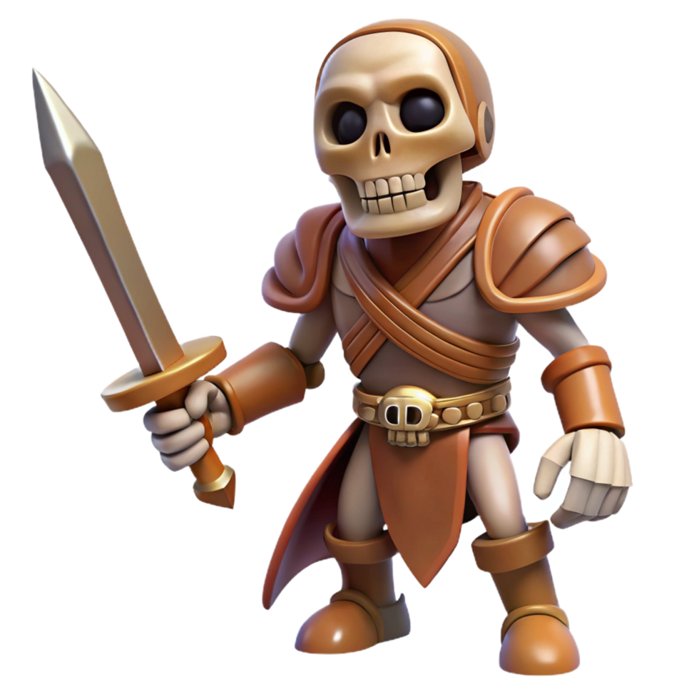 extraordinary creative A skeleton warrior, holding a rusty sword original png