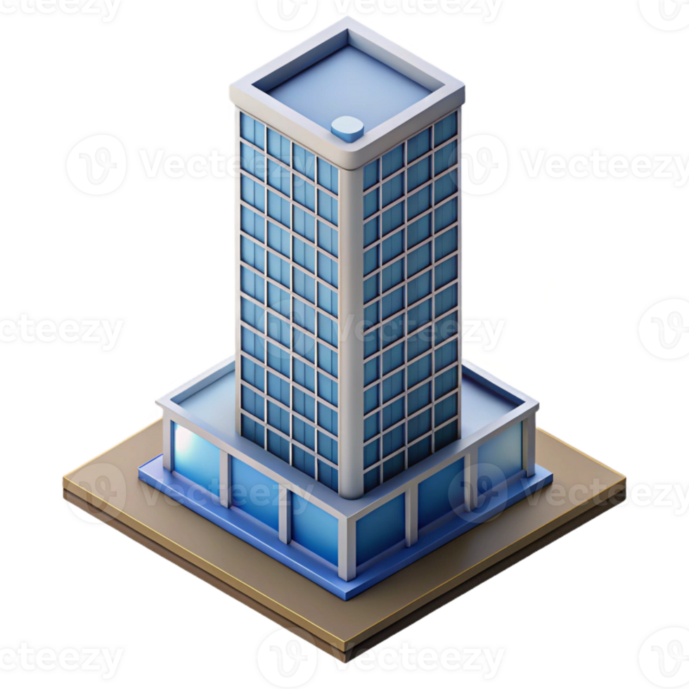 impressive traditional Modern skyscraper model, isometric view original png