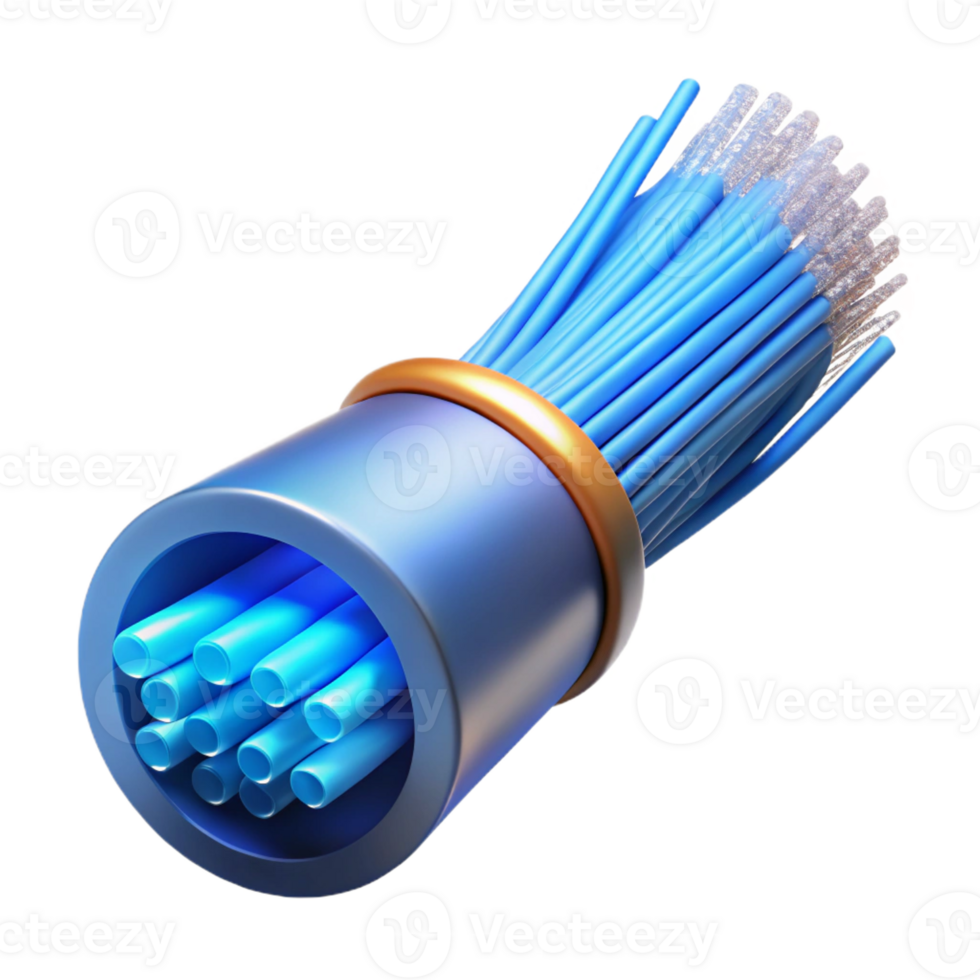 serene creative A close-up of a fiber optic cable transmitting data, illuminated by a pulsing, blue light, in a macro photography style exclusive png