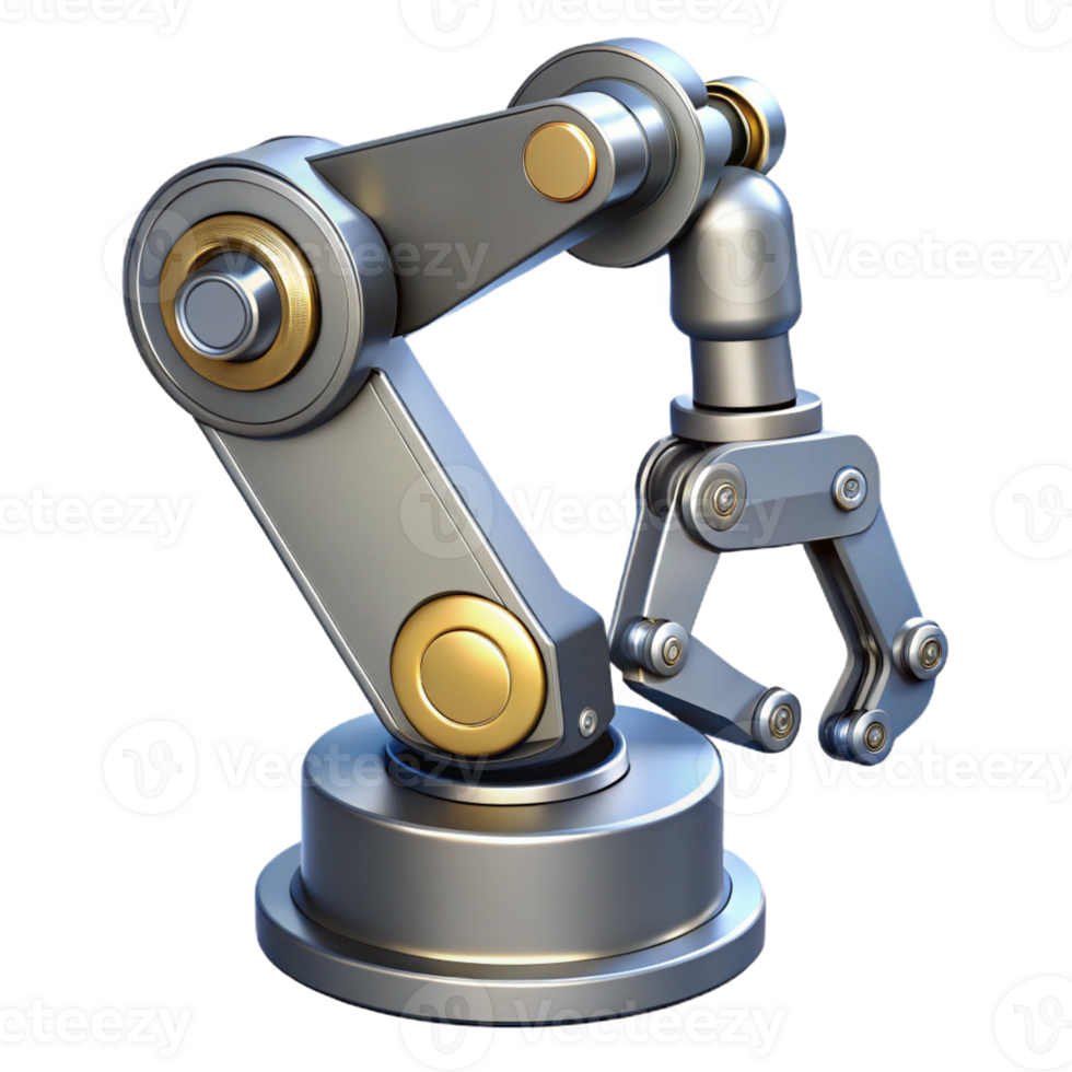 elegant abstract Advanced robotic arm, articulated joints, metallic finish high resolution png