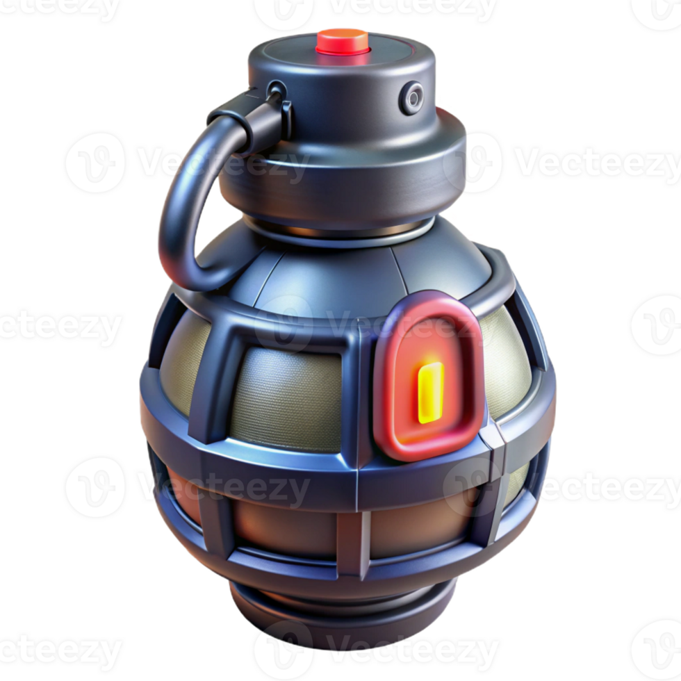dramatic modern Futuristic grenade, digital display, warning lights exclusive png