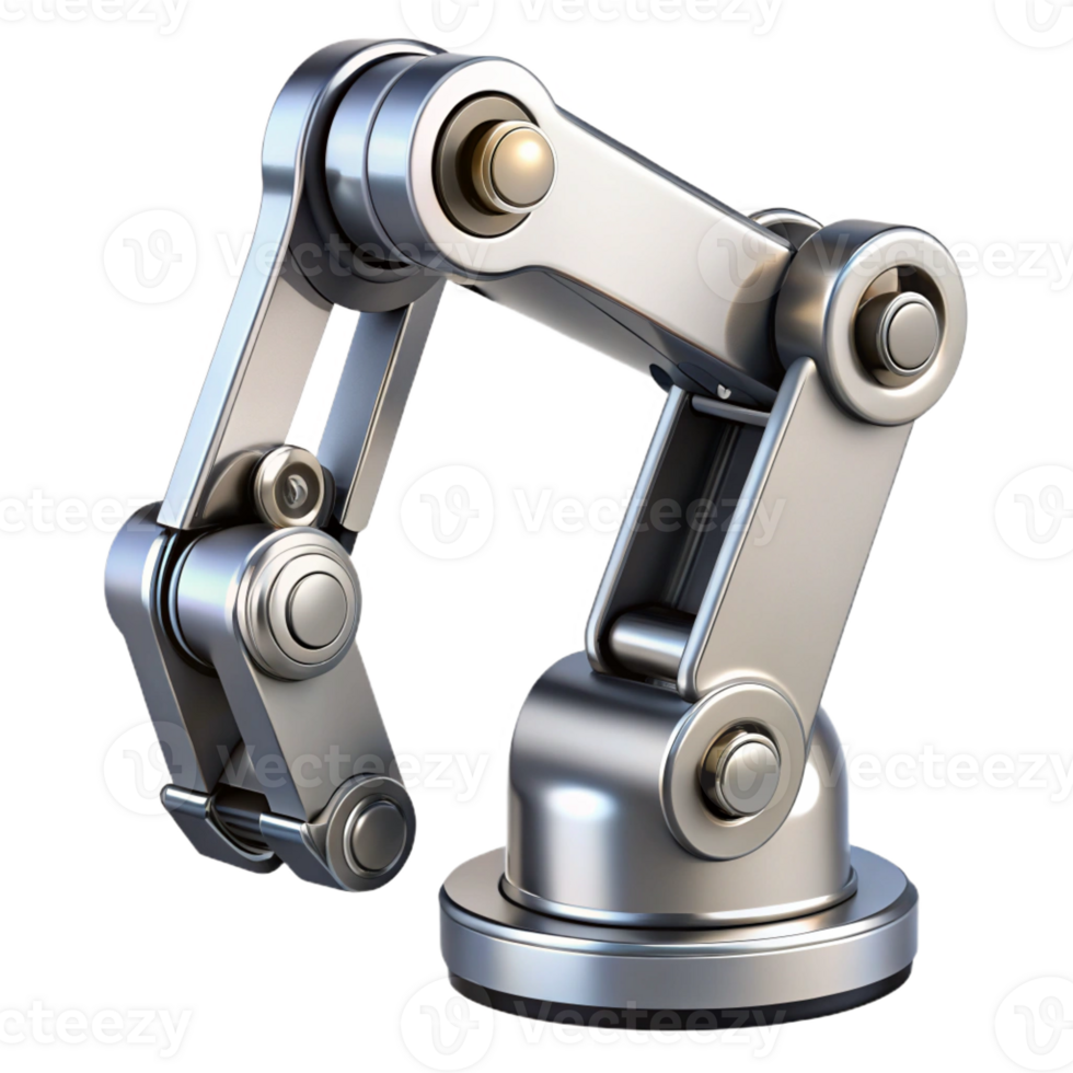 dramatic rustic Advanced robotic arm, chrome finish, multiple joints original png