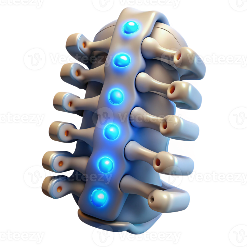 extraordinary classic Cybernetic spine implant, glowing nodes, intricate wiring premium png