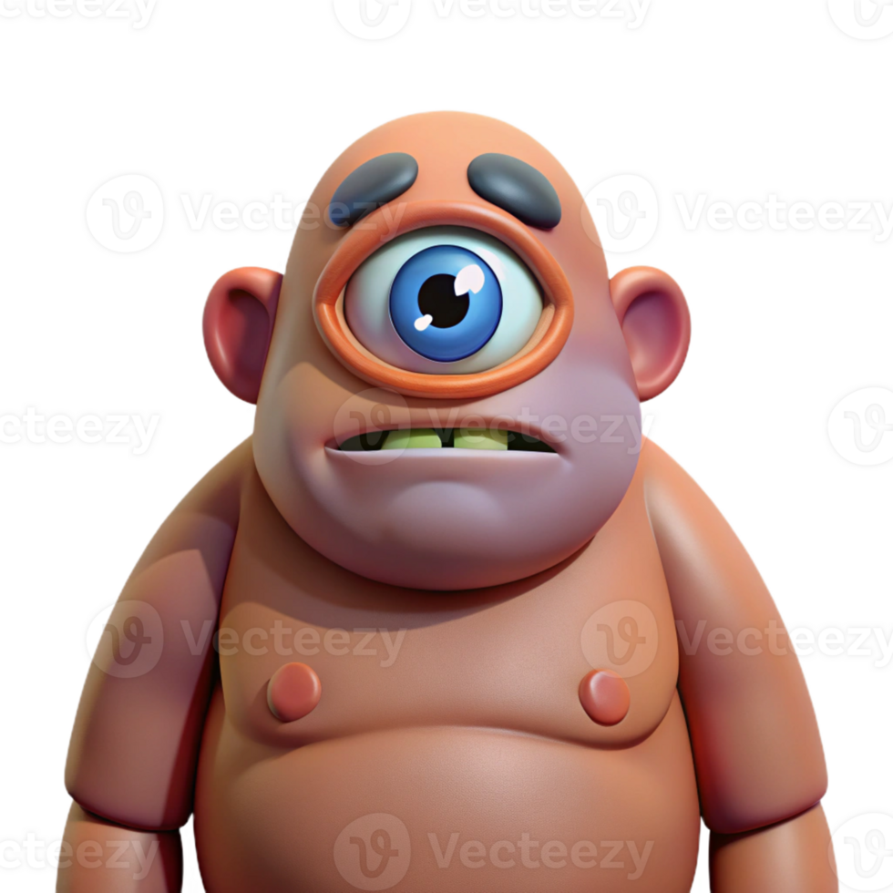 extraordinary traditional Cyclops, giant with single eye, scowling, detailed png
