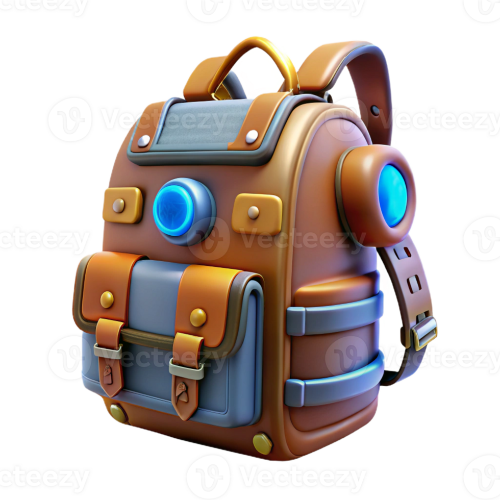 impressive traditional Sci-fi backpack, glowing lights, intricate compartments genuine png