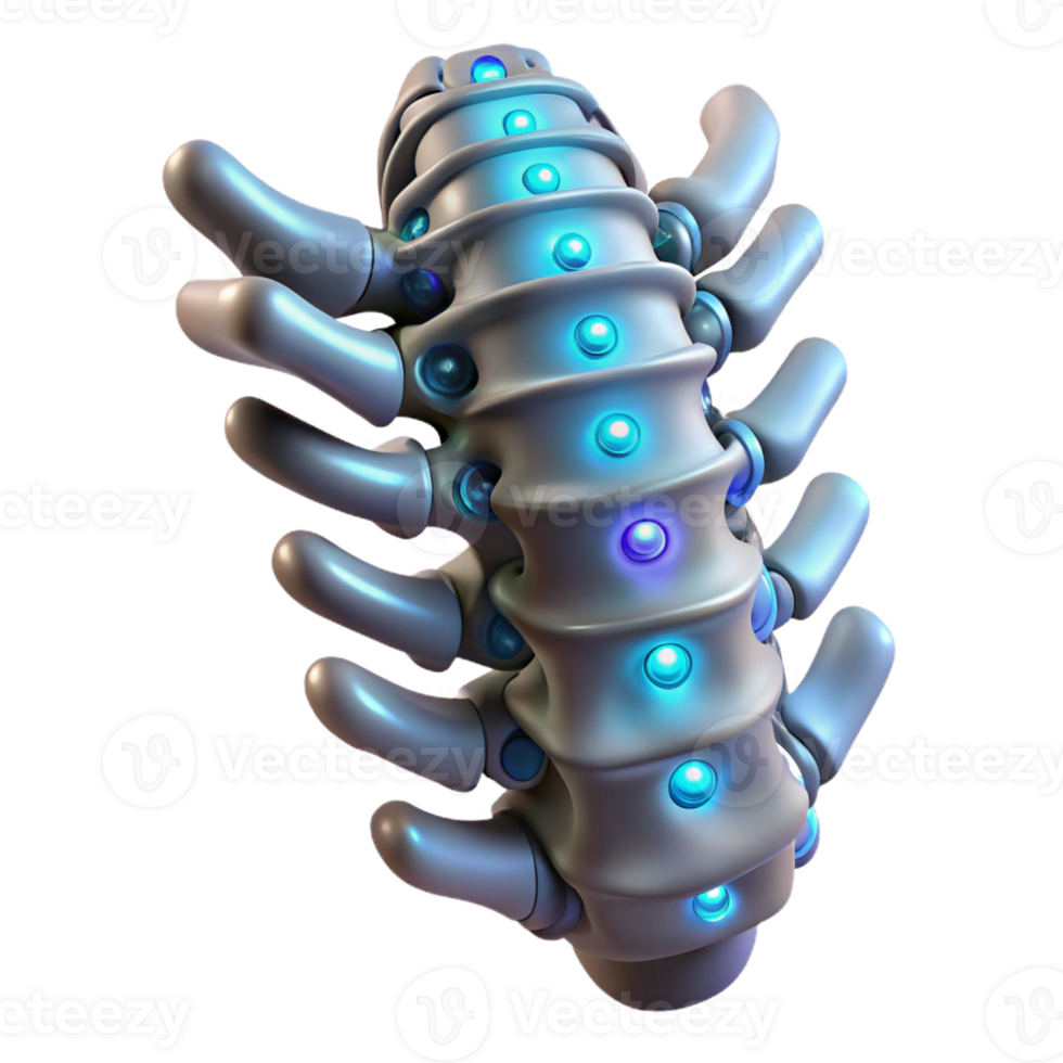 beautiful classic Cybernetic spine implant, glowing nodes, intricate wiring high resolution png