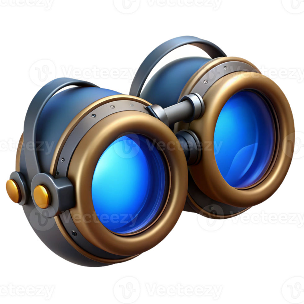 impressive traditional Steampunk goggles with blue tinted lenses high resolution png