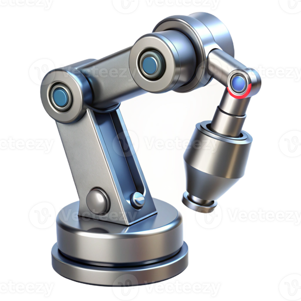 elegant vintage Advanced robotic arm, chrome finish, multiple joints high resolution png