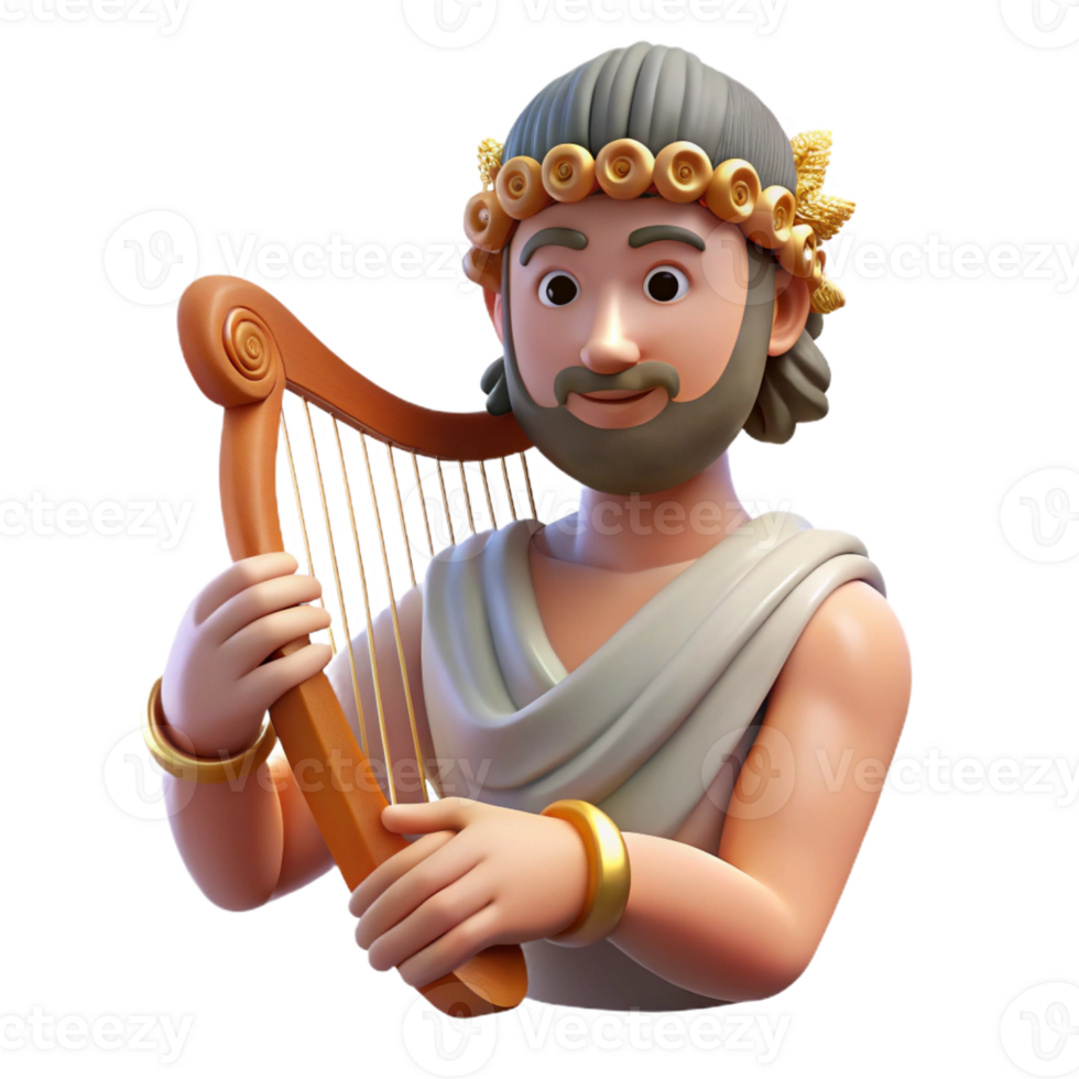 elegant minimalist Apollo, God of Music and Poetry, playing a lyre professional png