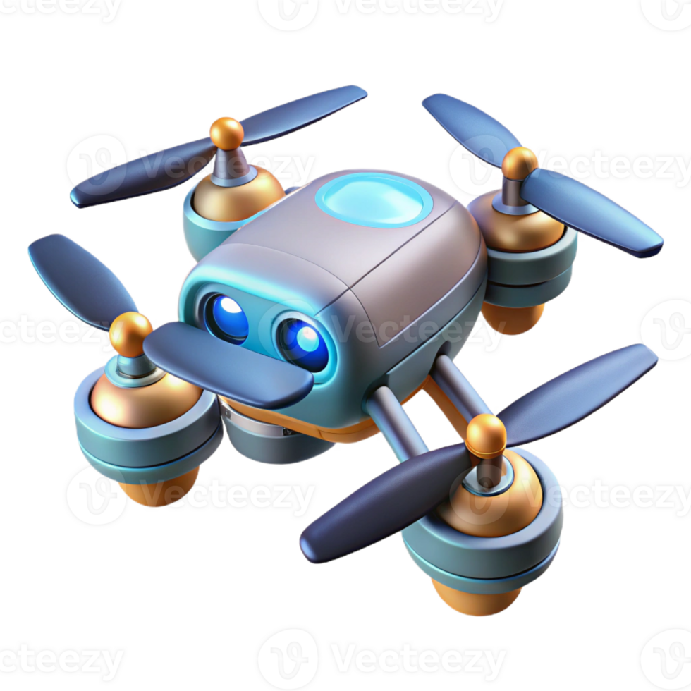 serene artistic Advanced AI drone with rotating propellers genuine png