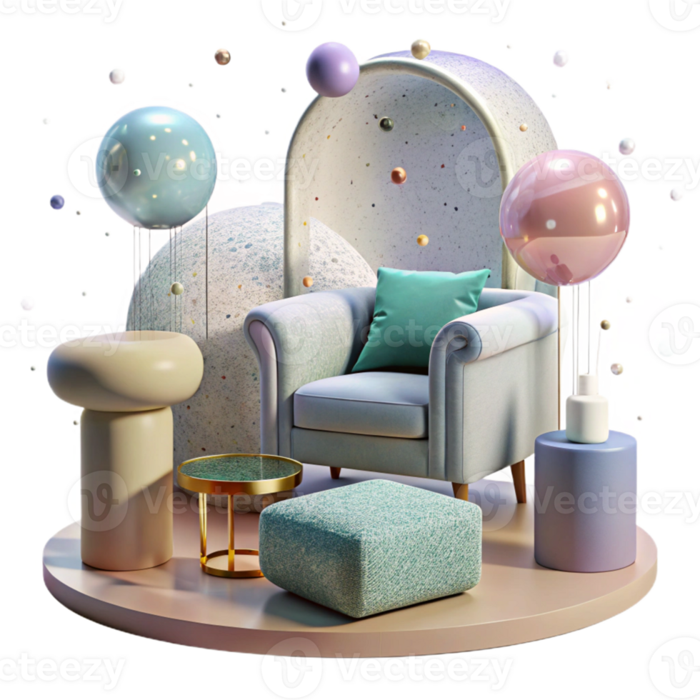 serene modern Furniture Silhouette Set Transparent Background for Interior Design authentic png