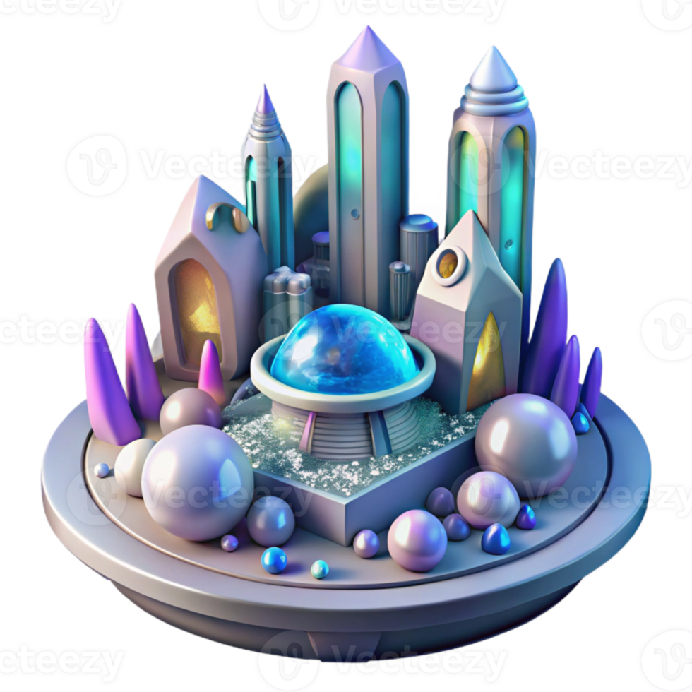 magnificent creative Futuristic Alien City Isolated for Game Development professional png