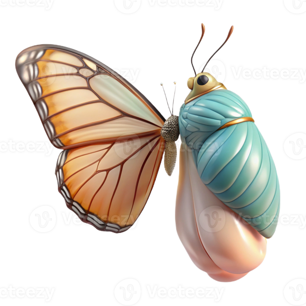 elegant classic A butterfly emerging from its chrysalis, delicate wings unfolding, soft diffused light, macro photography professional png