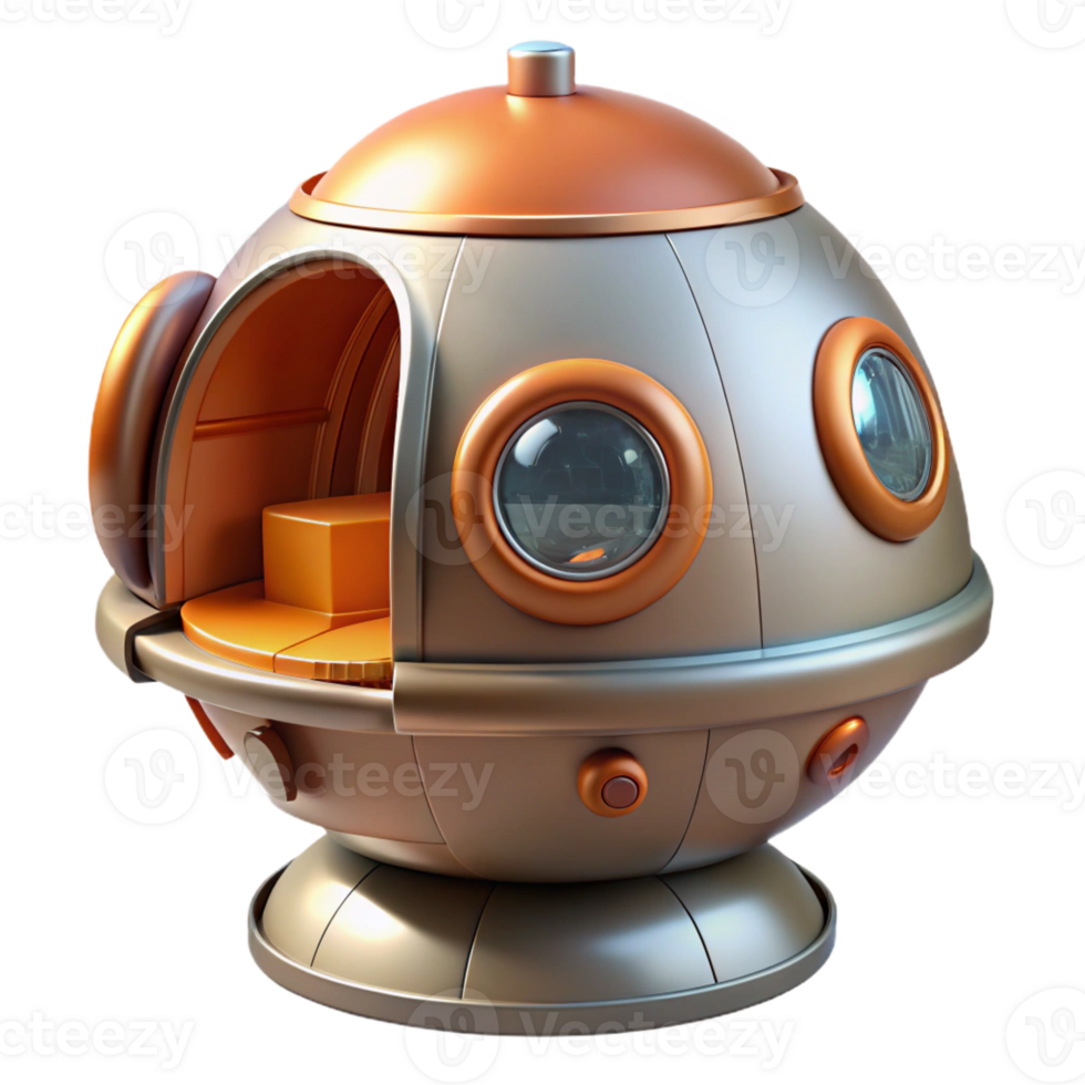 dramatic artistic Spaceship escape pod, hatch open, interior visible professional png