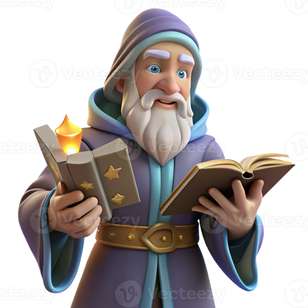 extraordinary traditional A wise old wizard with a long white beard and twinkling eyes, holding a glowing spellbook, warm firelight, classic fantasy style original png