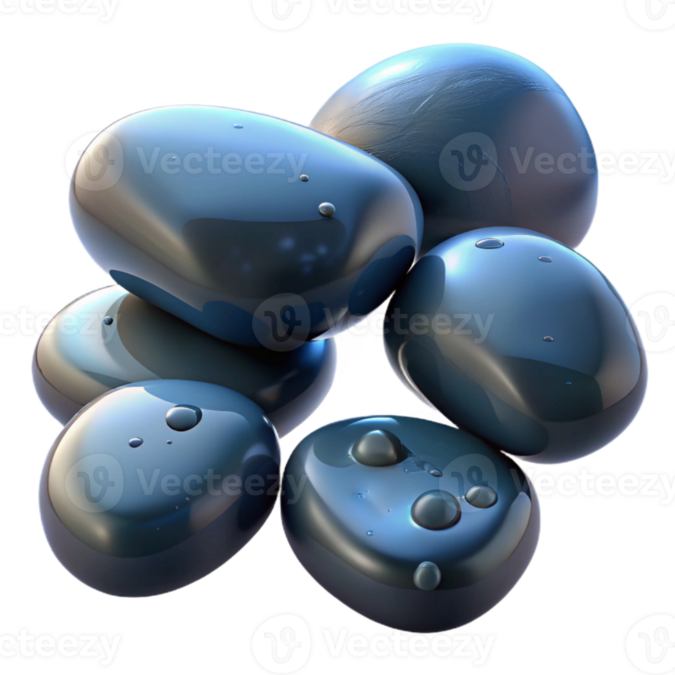 stunning creative A group of pebbles smoothed by water, wet and reflective, studio lighting, minimalist style 4K png