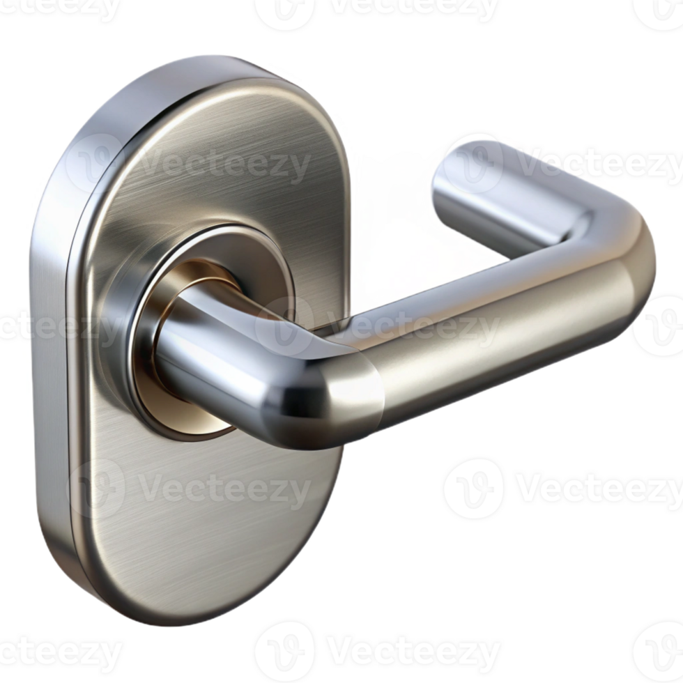 beautiful minimalist Modern door handle, brushed steel authentic png