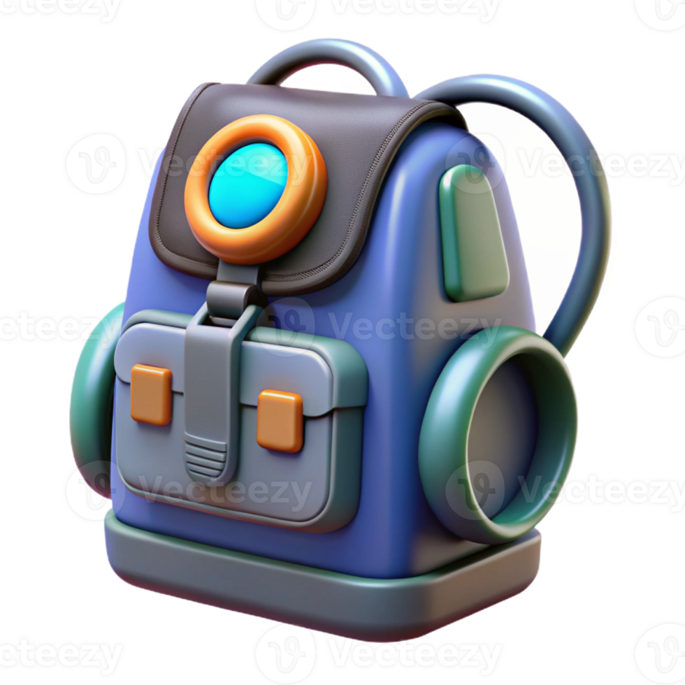 extraordinary modern Futuristic backpack with integrated power source high resolution png