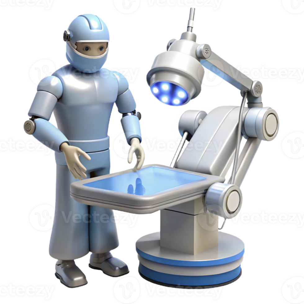 wonderful artistic A robotic surgeon performing a delicate operation, bright white lighting, photorealistic style detailed png