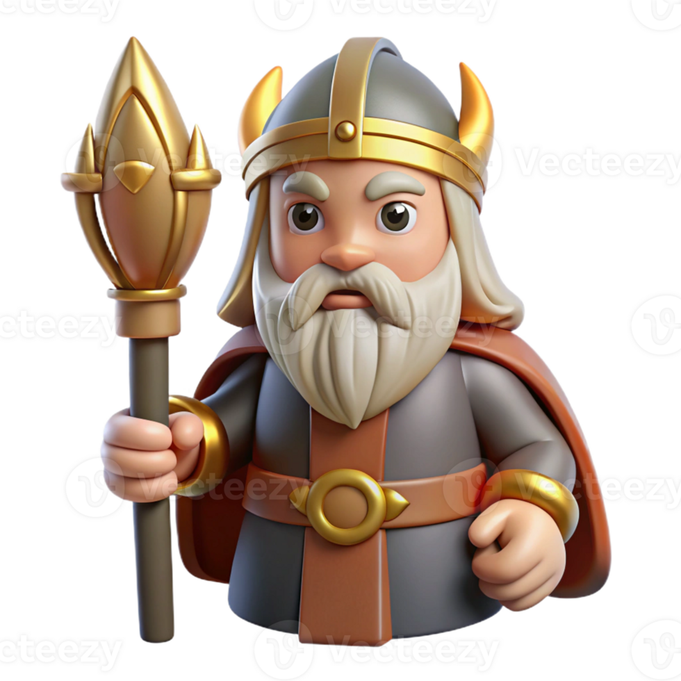 extraordinary modern Odin, Norse Allfather, holding Gungnir, authentic png
