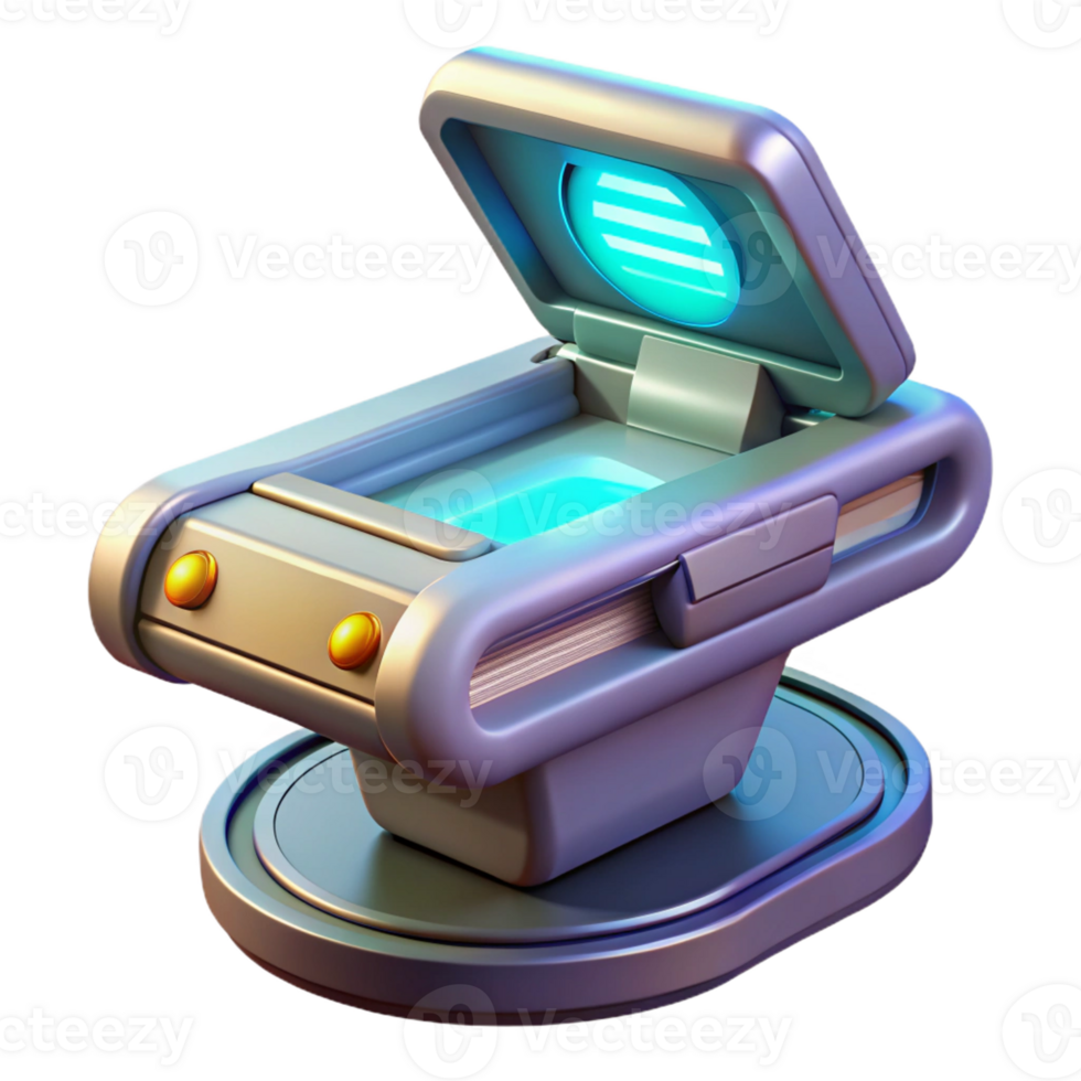 stunning abstract Futuristic medical scanner, handheld device, glowing screen 4K png