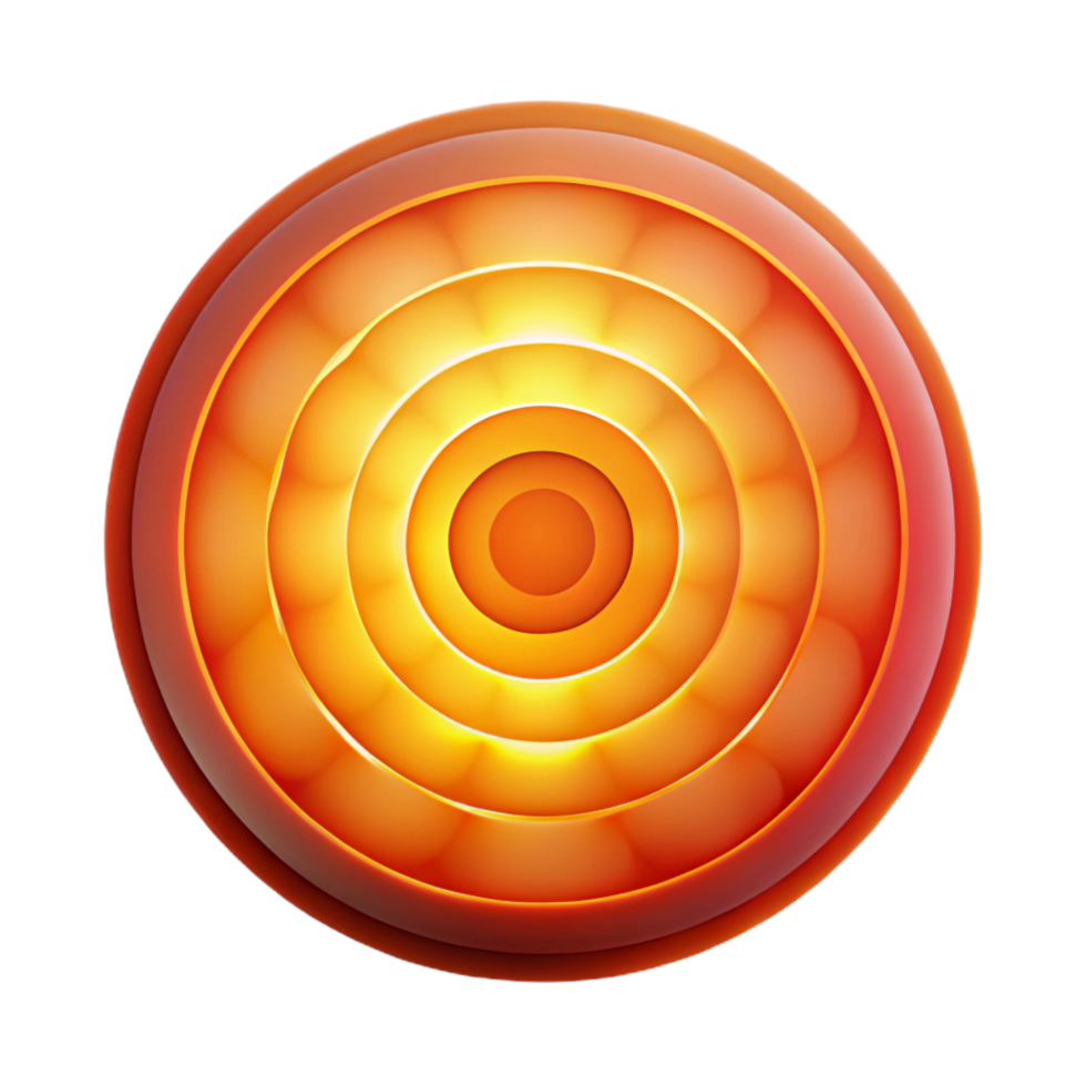 stunning creative A series of concentric circles, radiating outwards from a central point, in a gradient of warm, fiery colors, with a bright, glowing lighting. Mandala Art style original png