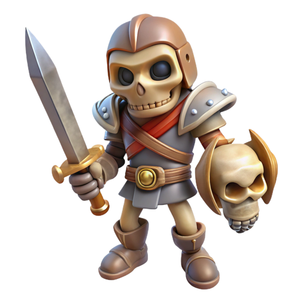 stunning rustic A skeleton warrior, holding a rusty sword high quality png