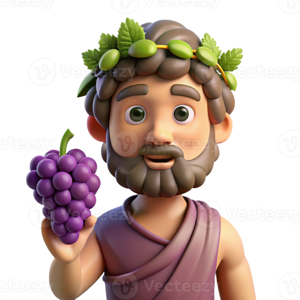 extraordinary classic Dionysus, God of Wine, holding a grapevine genuine png
