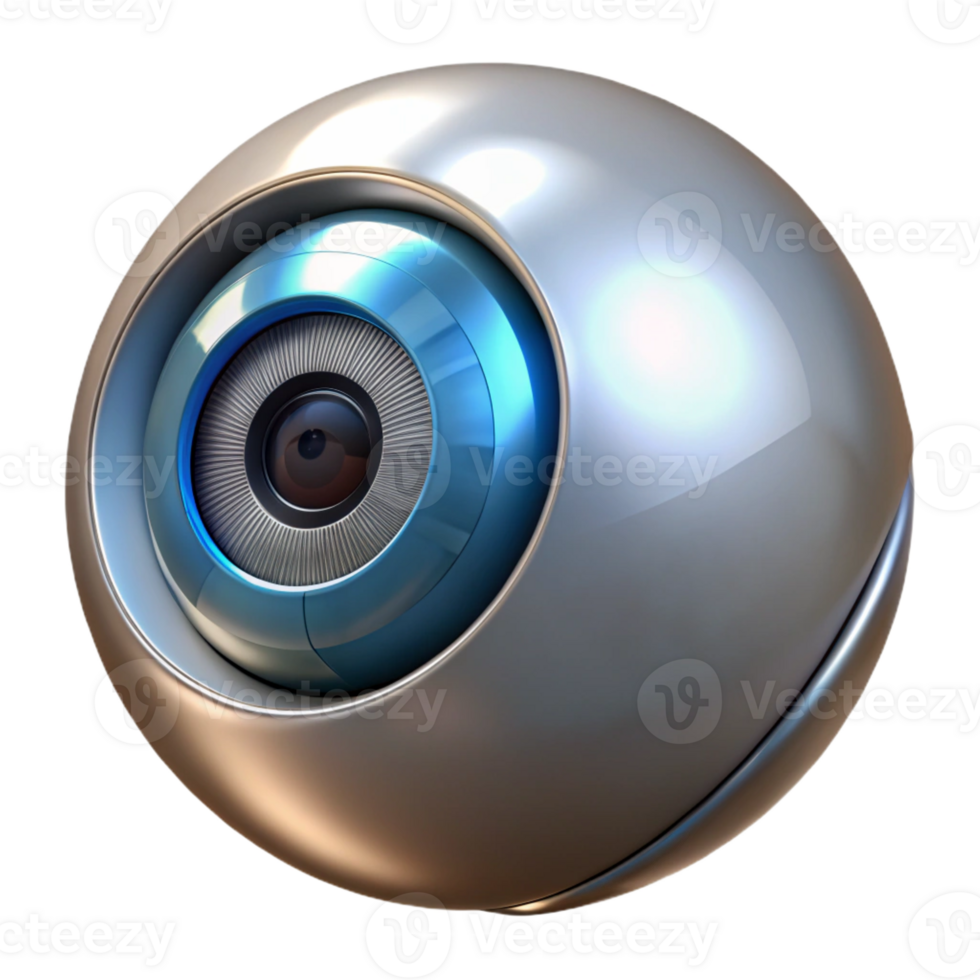 impressive abstract A close-up of a robotic eye, metallic silver lighting, hyperrealistic style exclusive png