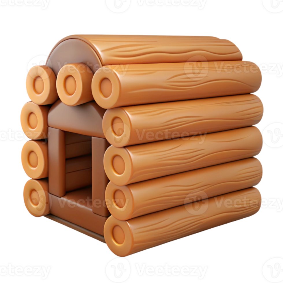 dramatic modern Log cabin wall section, notched logs, professional png