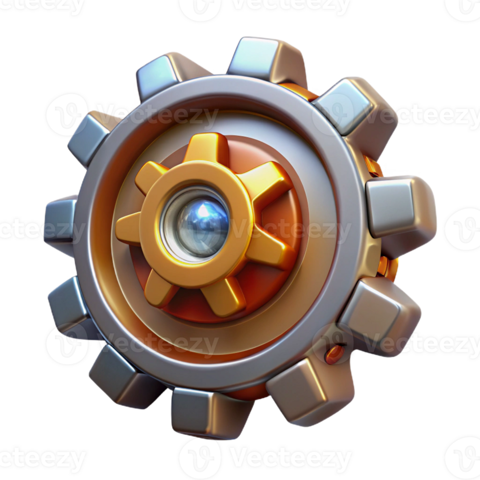 elegant minimalist Steampunk gear with intricate teeth and a central hub high resolution png
