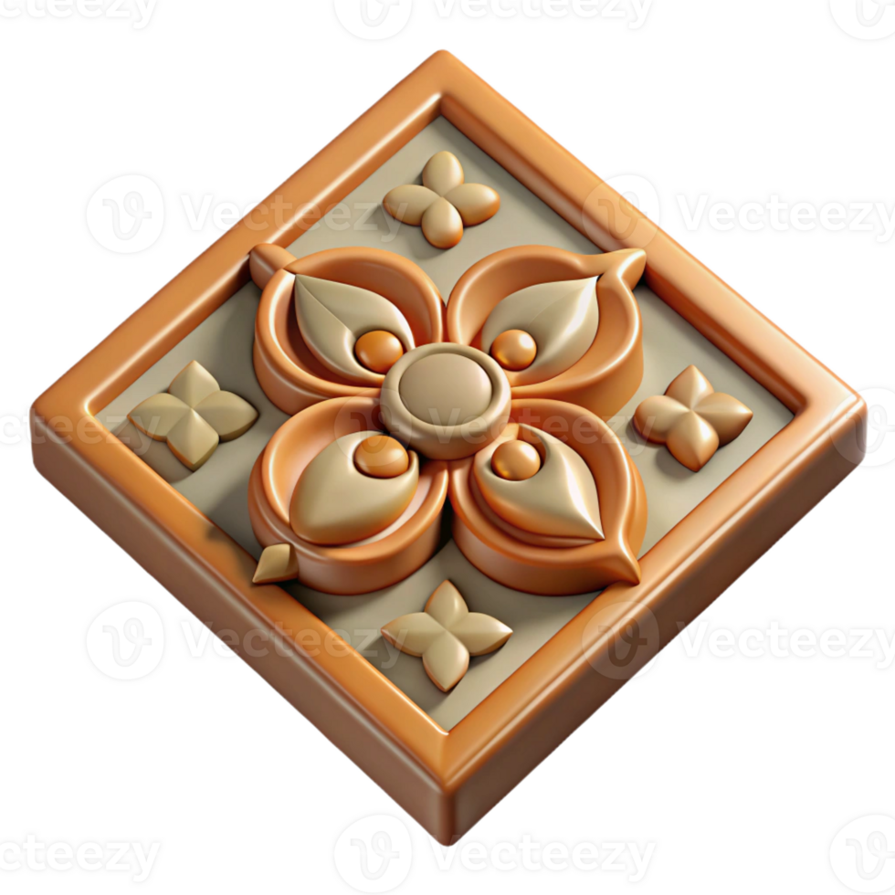 stunning modern Victorian floor tile, encaustic pattern, detailed png
