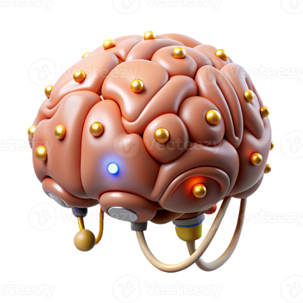 serene rustic Cybernetic brain implant, glowing nodes, intricate wiring exclusive png