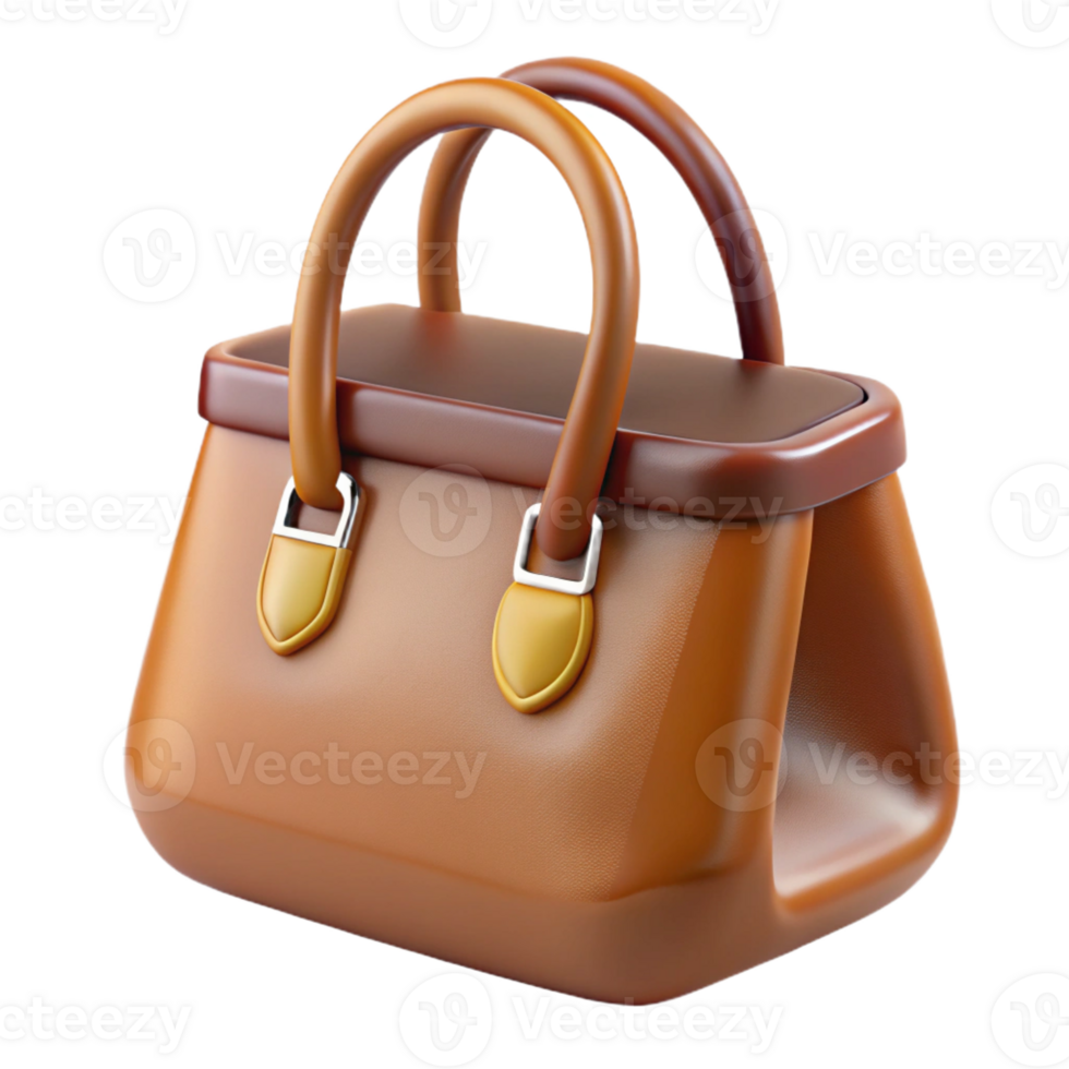 beautiful contemporary Leather handbag, brown, tote style, 4K png