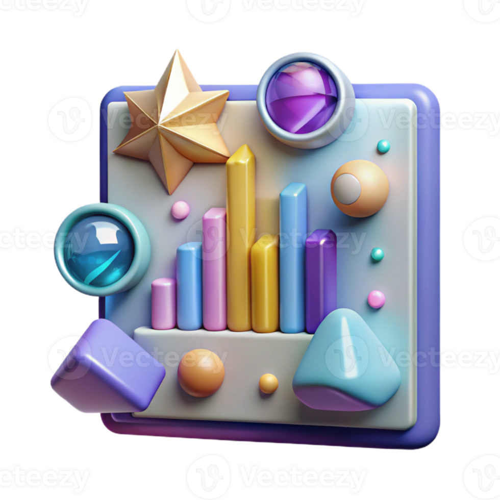 magnificent artistic Futuristic Chart Graphic Element Isolated for Data Presentation original png