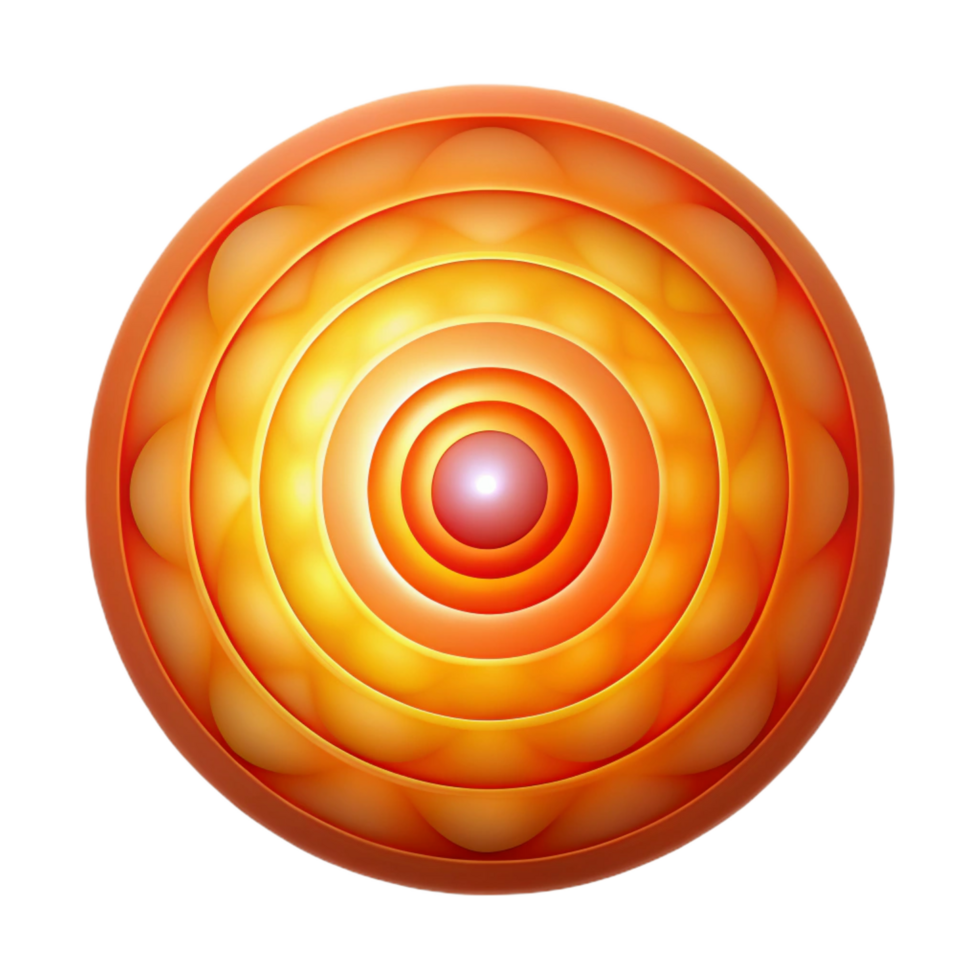 elegant rustic A series of concentric circles, radiating outwards from a central point, in a gradient of warm, fiery colors, with a bright, glowing lighting. Mandala Art style premium png
