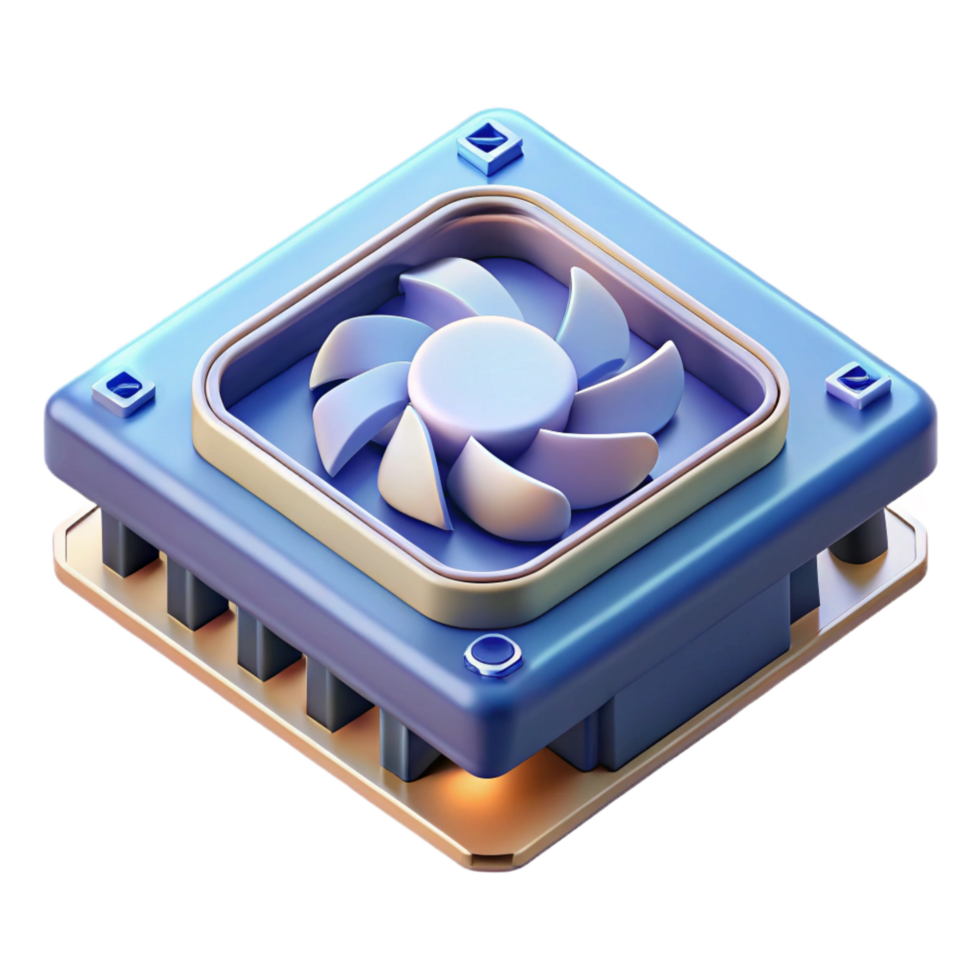 magnificent abstract Microchip processor with cooling fan high quality png