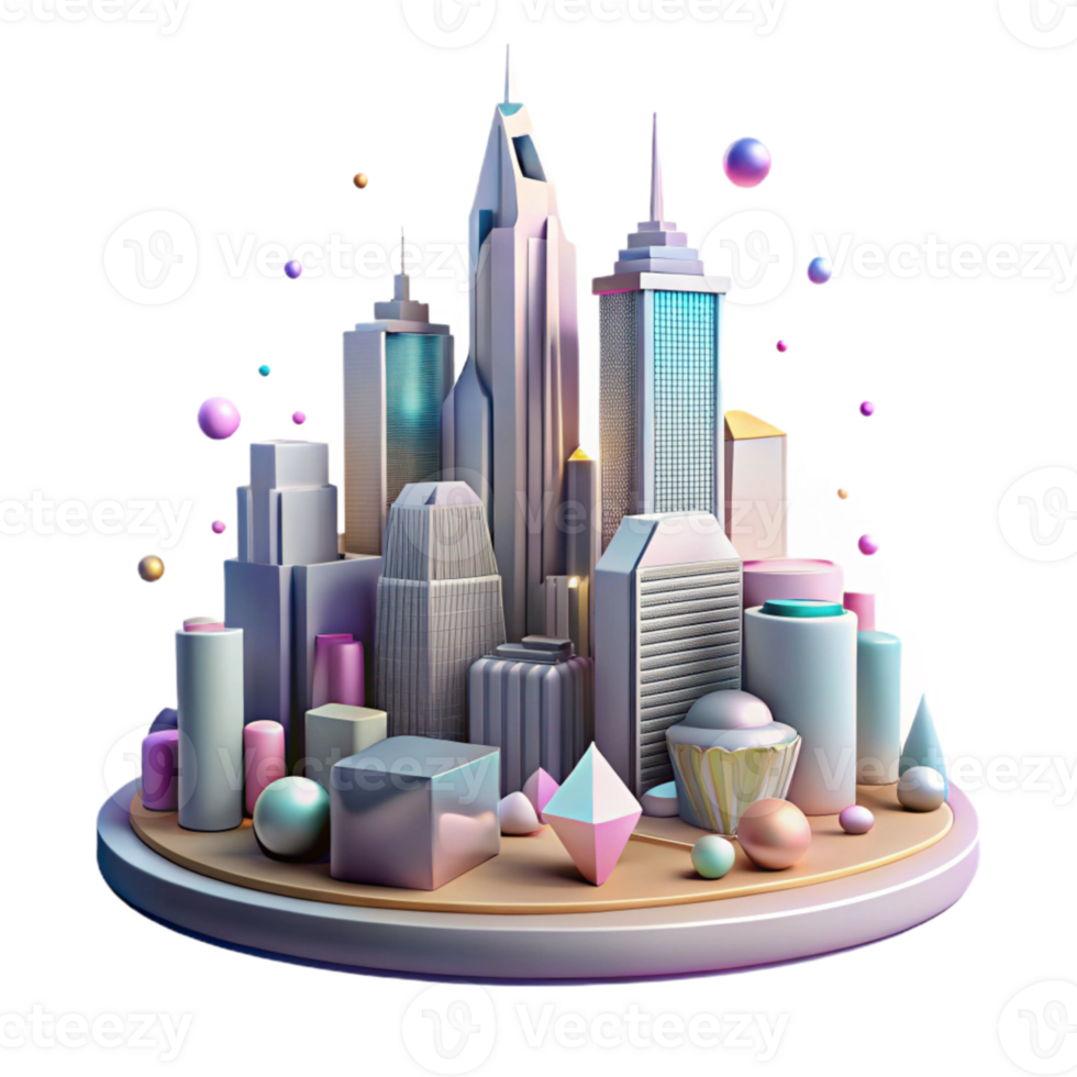 serene creative Futuristic City Skyline Isolated with Skyscrapers for Urban Design high quality png