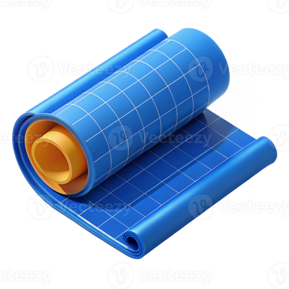 vibrant rustic Blueprint roll, architectural drawing, exclusive png