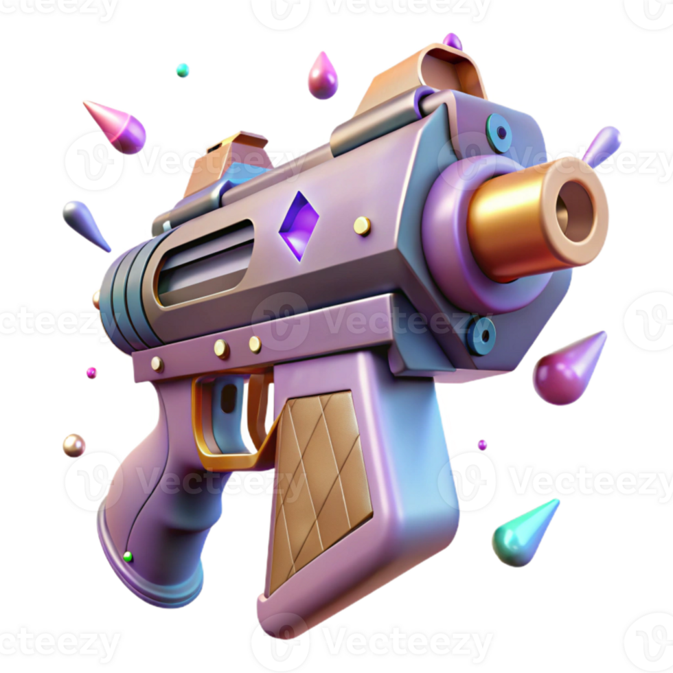 elegant traditional Futuristic Gun Isolated with Laser Sight for Game Development high quality png