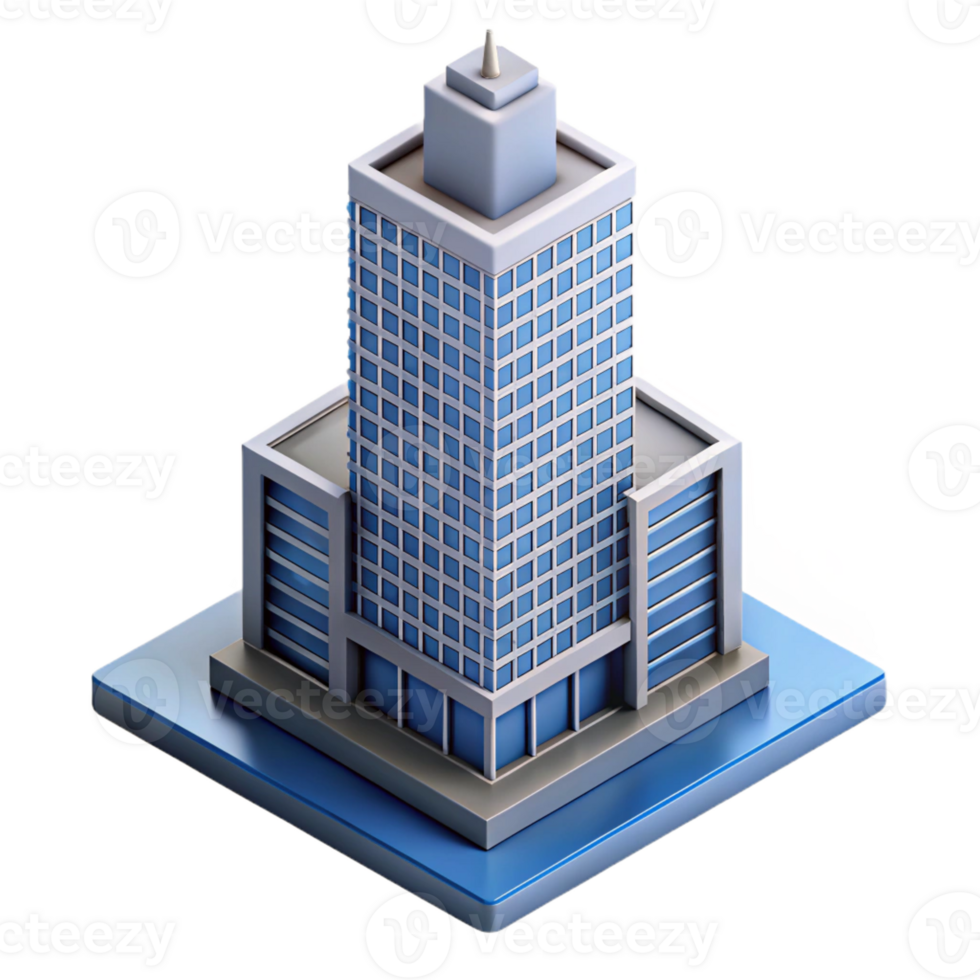 impressive modern Modern skyscraper model, isometric view high resolution png